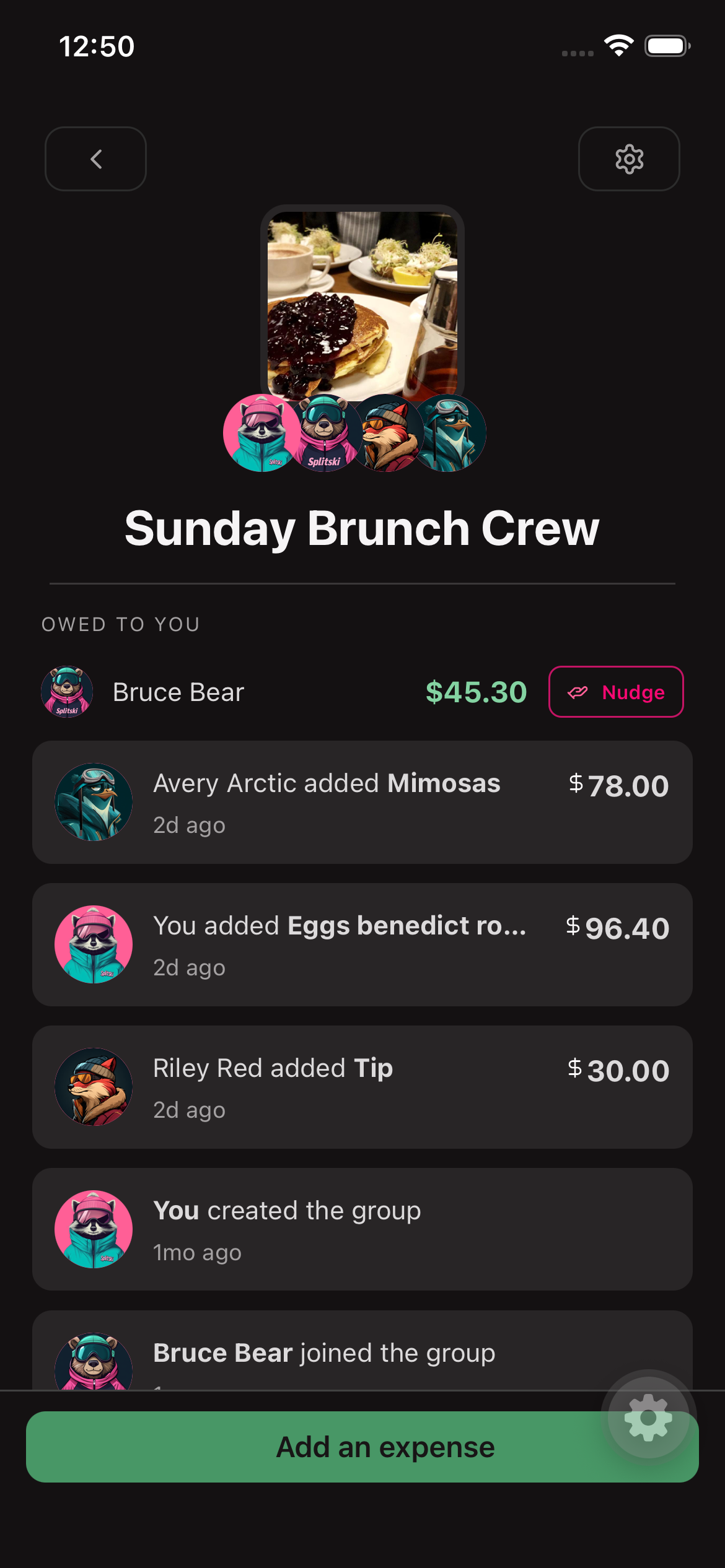 Group expenses with live balances