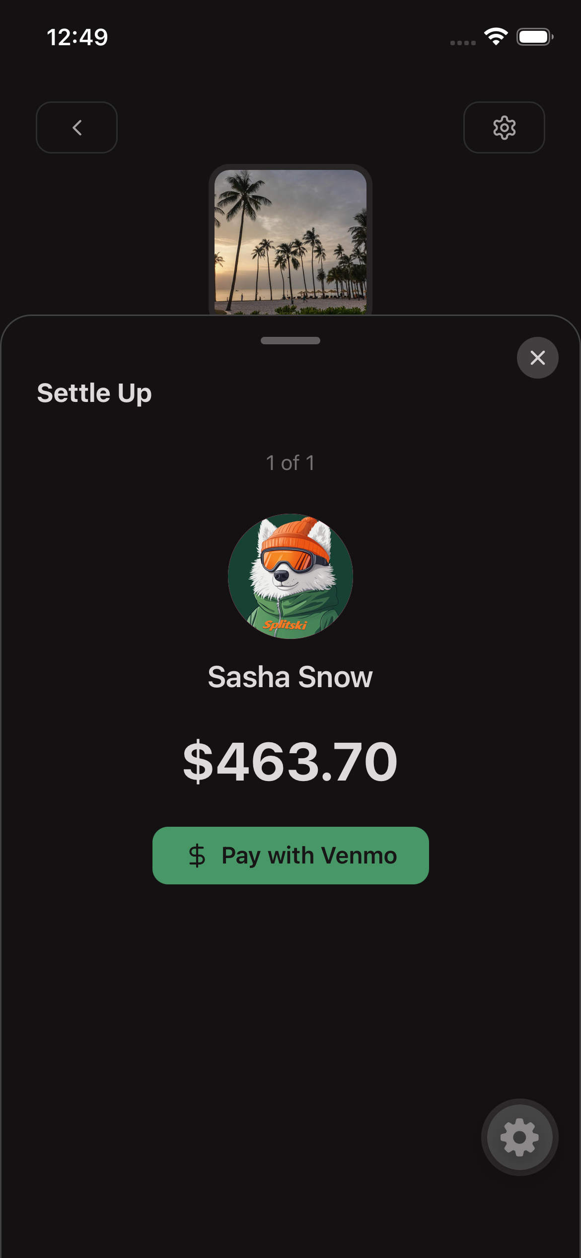Settle up via Venmo